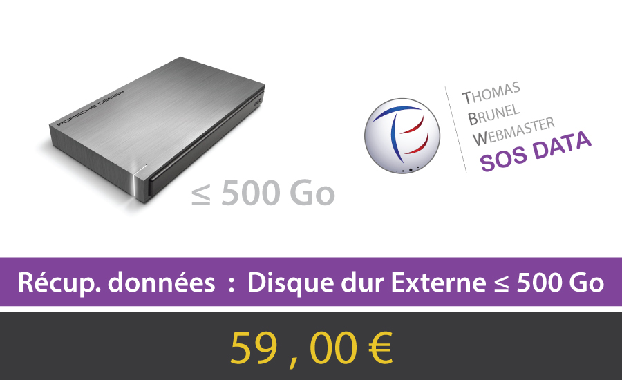Récupération de données perdues sur Disque Dur Externe inférieur ou égal à 500 Go